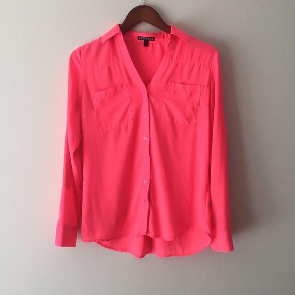 Express Tops - Neon Portofino Shirt by Express